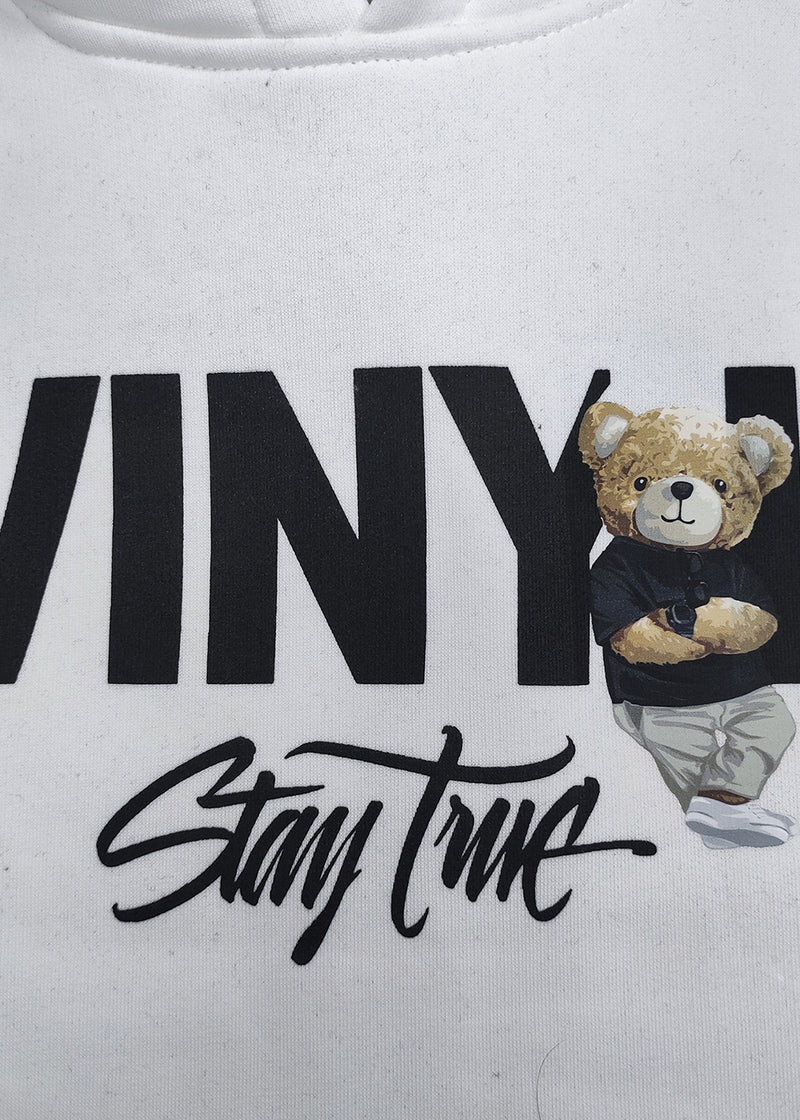 Μακρυμάνικο φούτερ με κουκούλα Vinyl art clothing - 17520-02 - teddy bear λευκό