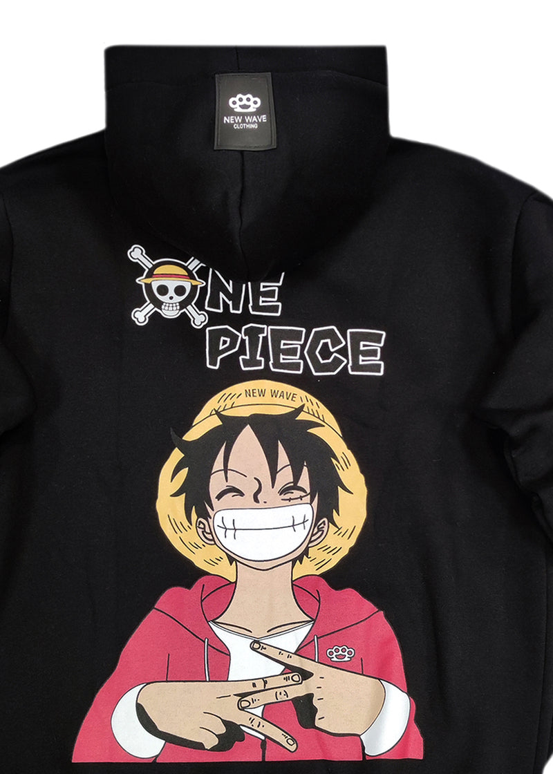 Ανδρική φούτερ με κουκούλα New wave clothing - 242-25 - one piece luffy μαύρο