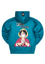 Ανδρική φούτερ με κουκούλα New wave clothing - 242-25 - one piece luffy πετρόλ