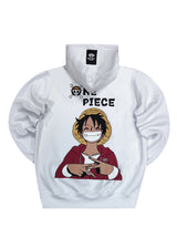 Ανδρική φούτερ με κουκούλα New wave clothing - 242-25 - one piece luffy λευκό