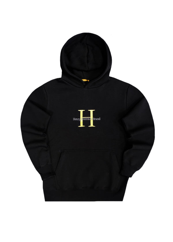 Ανδρικό μακρυμάνικο φούτερ Henry clothing - 3-502 - large gold logo μαύρο