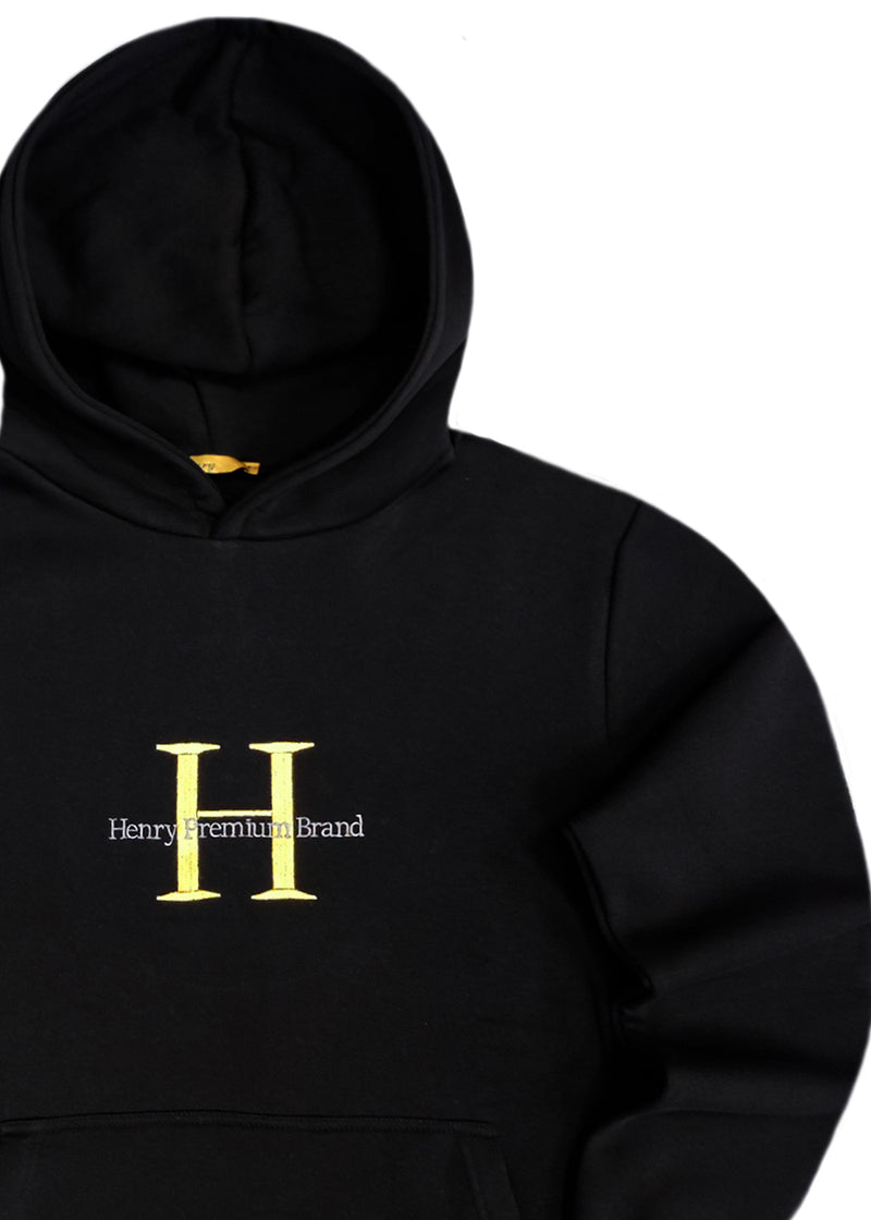 Ανδρικό μακρυμάνικο φούτερ Henry clothing - 3-502 - large gold logo μαύρο