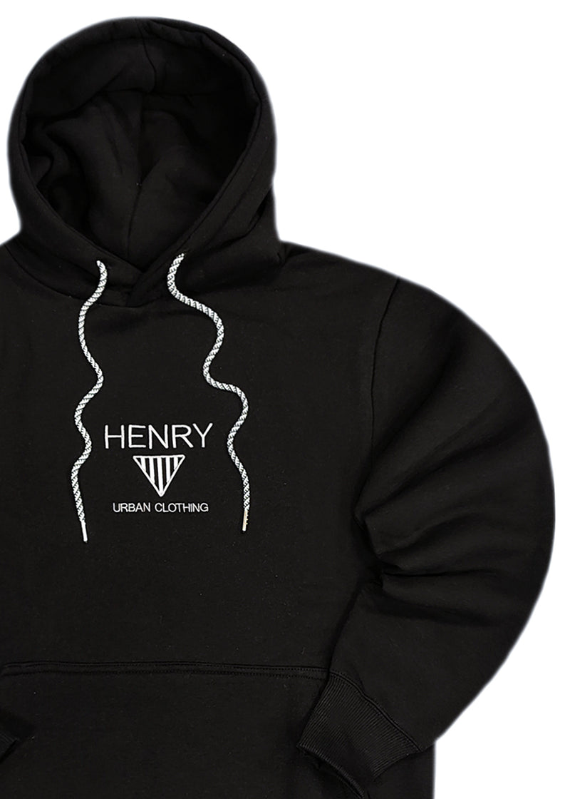 Ανδρικό φούτερ με κουκούλα Henry clothing - 3-651 - hoodie triangle logo μαύρο