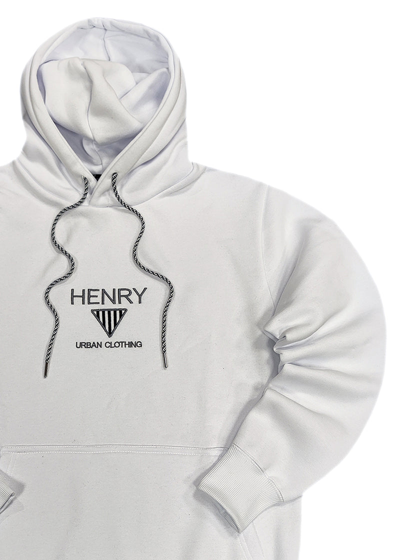 Ανδρικό φούτερ με κουκούλα Henry clothing - 3-651 - hoodie triangle logo λευκό