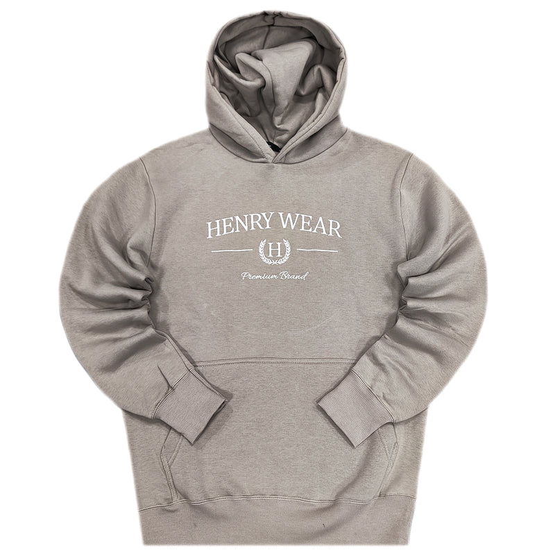 Ανδρικό φούτερ με κουκούλα Henry clothing - 3-654 - hoodie round logo γκρι μπεζ