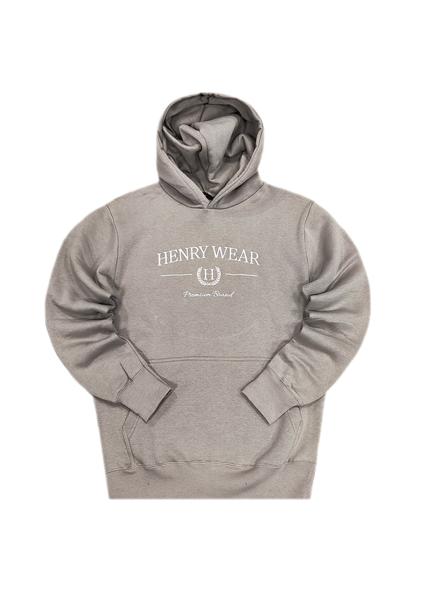 Ανδρικό φούτερ με κουκούλα Henry clothing - 3-654 - hoodie round logo γκρι μπεζ