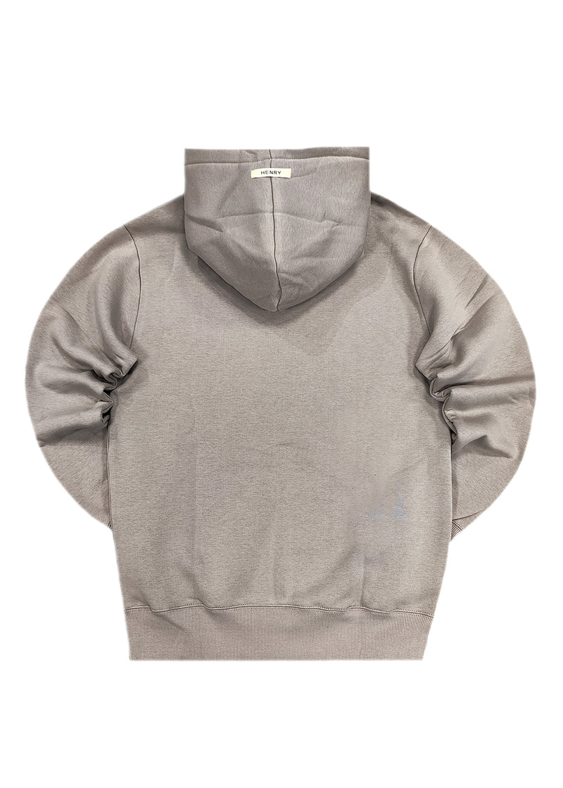 Ανδρικό φούτερ με κουκούλα Henry clothing - 3-654 - hoodie round logo γκρι μπεζ