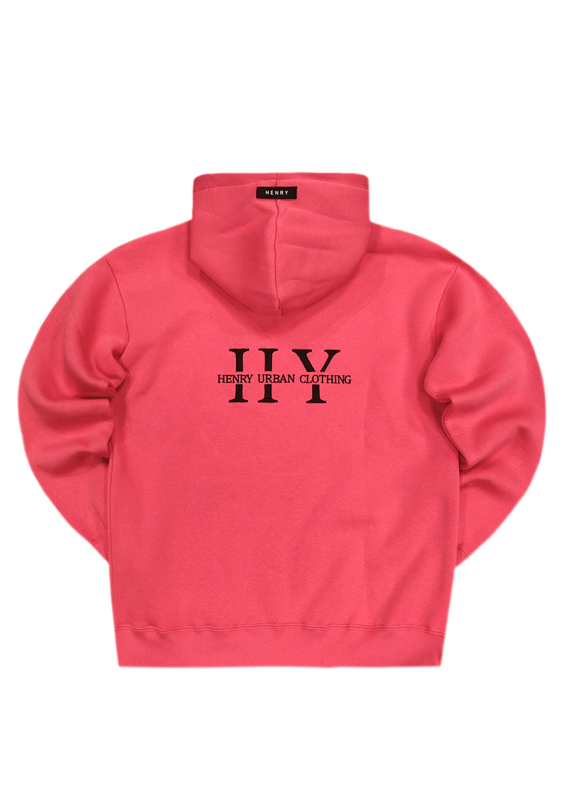 Ανδρικό φούτερ με κουκούλα Henry clothing - 3-661 - back logo hoodie κοραλί