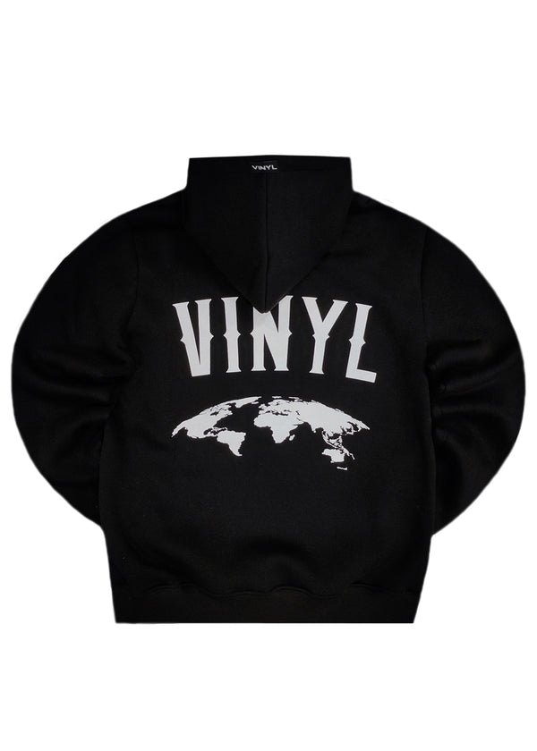 Μακρυμάνικο φούτερ με κουκούλα Vinyl art clothing - 54230-01 - globe popover μαύρο