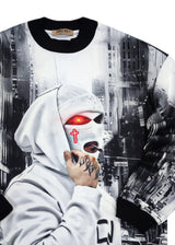 Ανδρικό Μακρυμάνικο φούτερ Gang - ART.ZG0236B - full print gangster sweatshirt ασπρόμαυρο