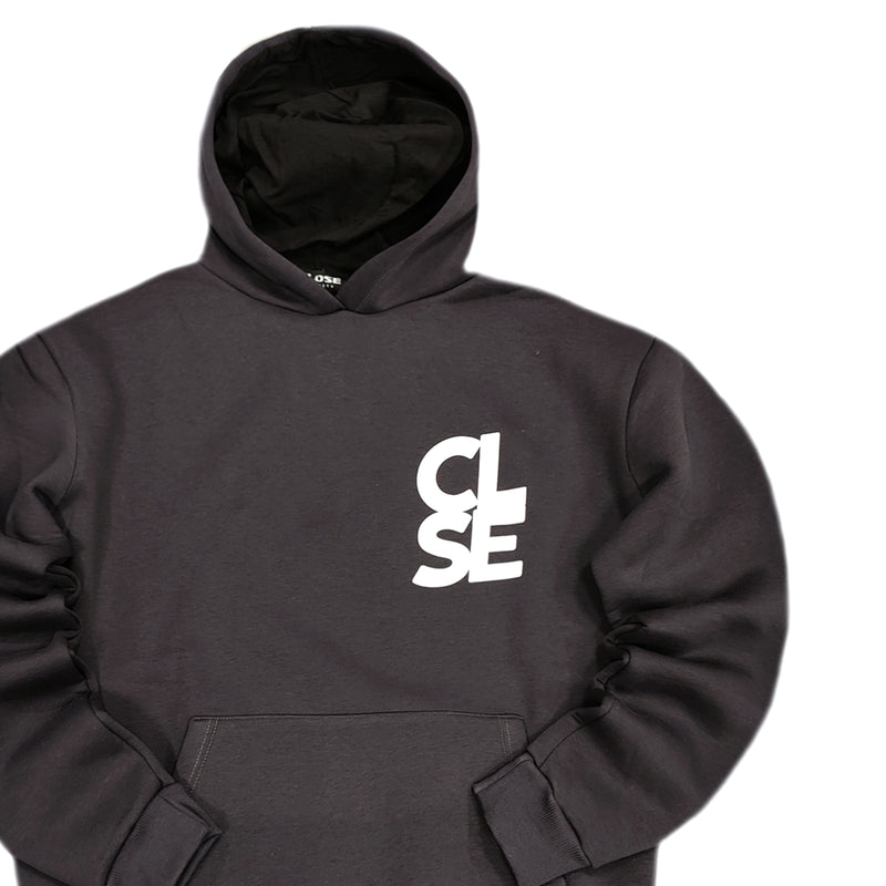 Ανδρικό φούτερ με κουκούλα Close society - C25-205K - white logo hoodie ανθρακί