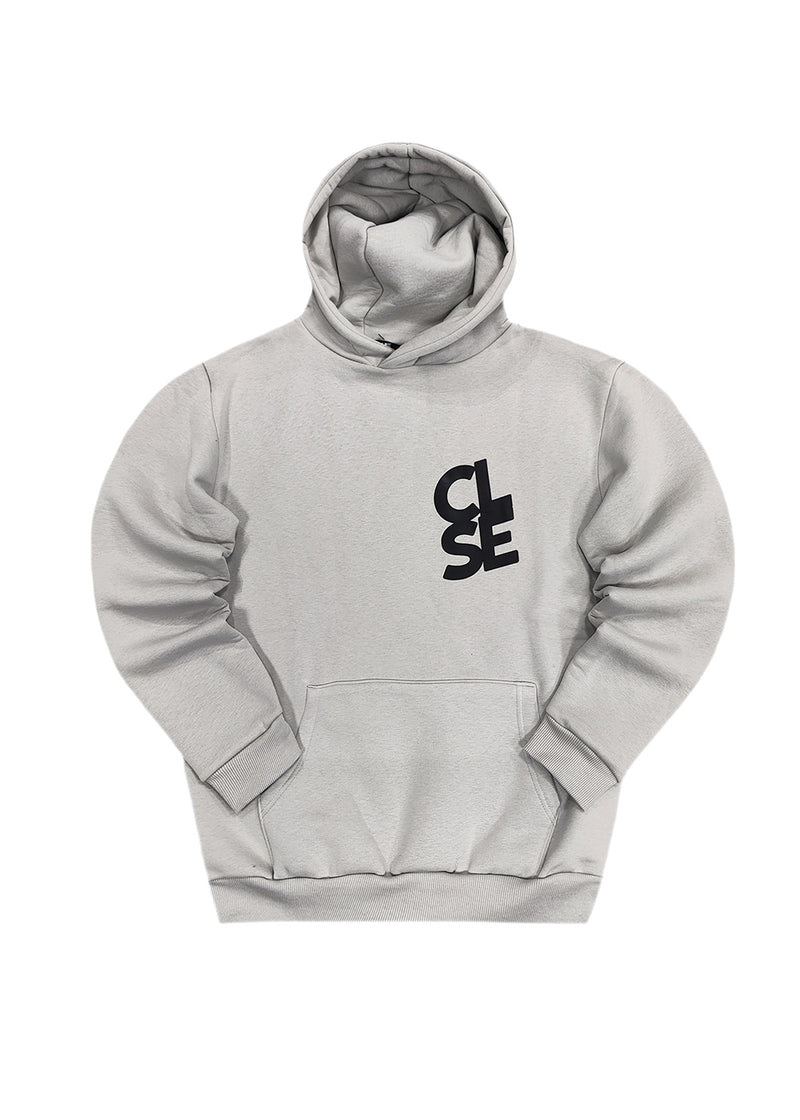 Ανδρικό φούτερ με κουκούλα Close society - C25-205K - white logo hoodie γκρι