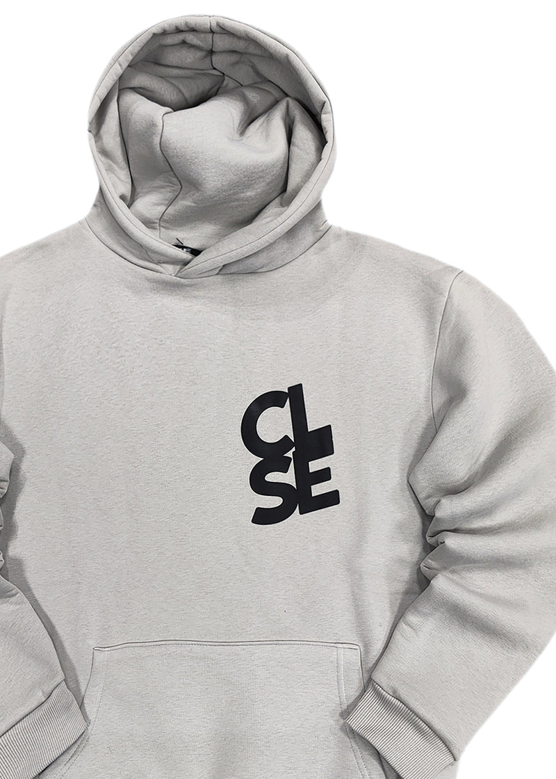 Ανδρικό φούτερ με κουκούλα Close society - C25-205K - white logo hoodie γκρι