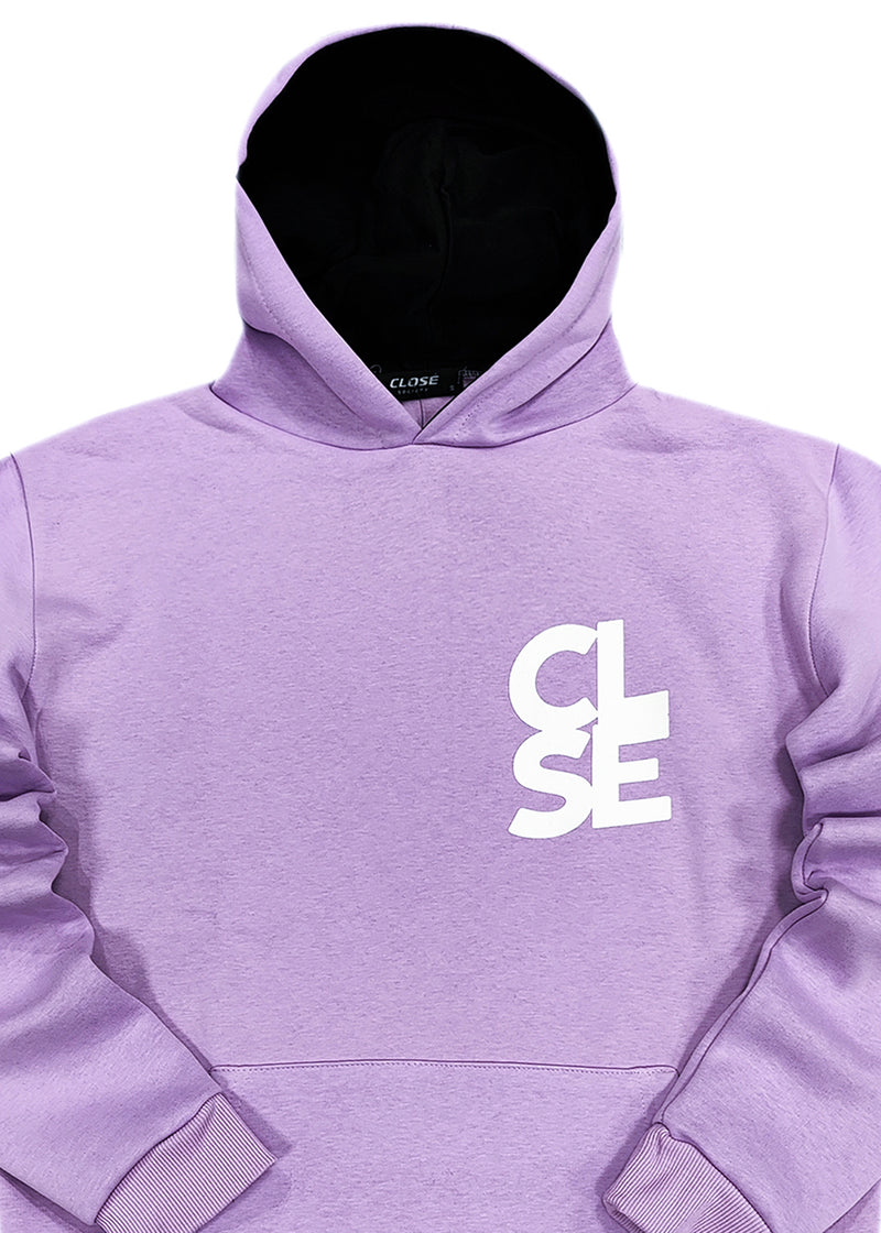 Ανδρικό φούτερ με κουκούλα Close society - C25-205K - white logo hoodie λιλά