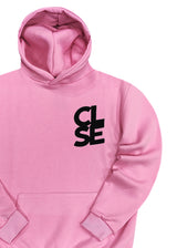 Ανδρικό φούτερ με κουκούλα Close society - C25-205K - white logo hoodie ροζ