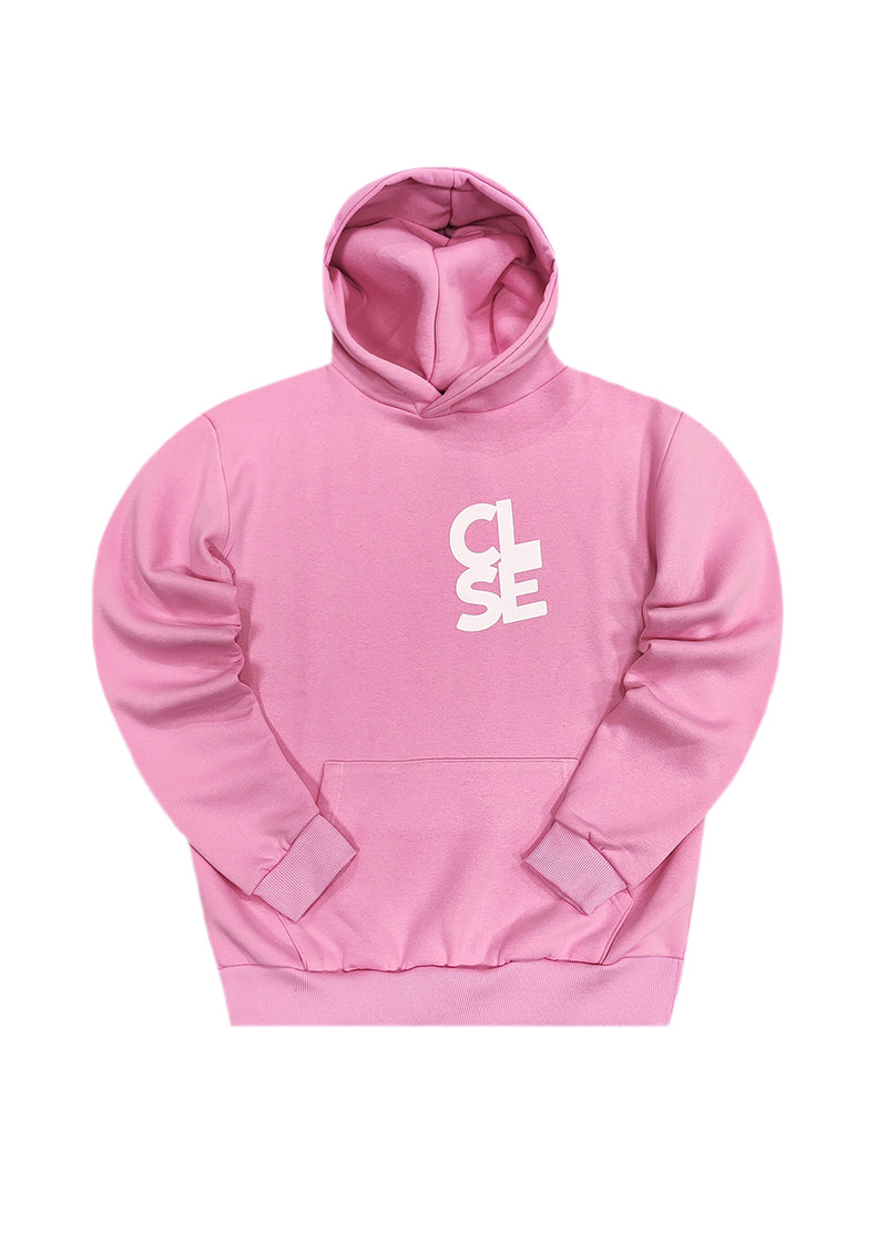 Ανδρικό φούτερ με κουκούλα Close society - C25-205K - white logo hoodie ροζ