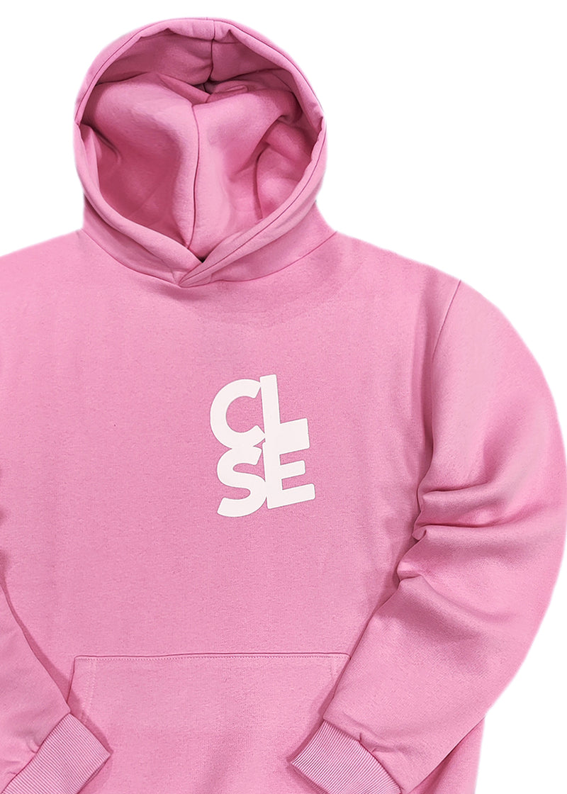 Ανδρικό φούτερ με κουκούλα Close society - C25-205K - white logo hoodie ροζ