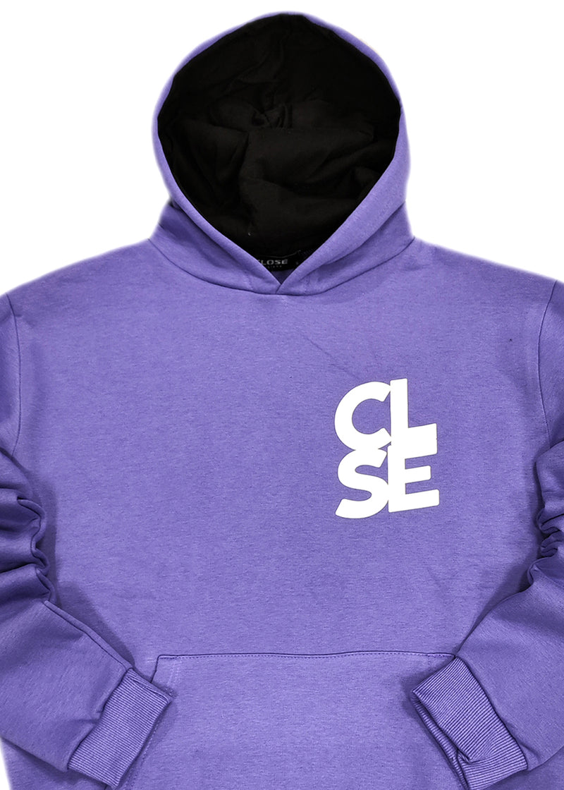 Ανδρικό φούτερ με κουκούλα Close society - C25-205K - white logo hoodie μωβ