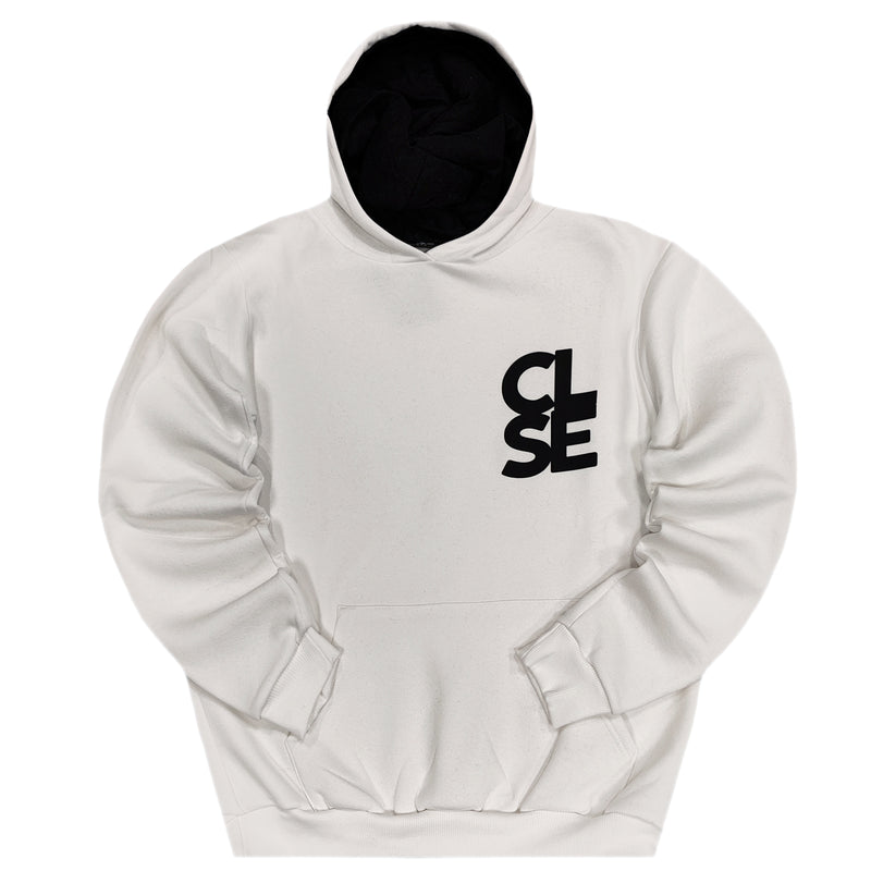 Ανδρικό φούτερ με κουκούλα Close society - C25-205K - white logo hoodie λευκό