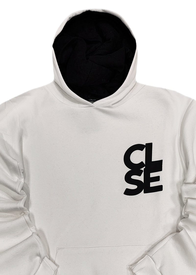 Ανδρικό φούτερ με κουκούλα Close society - C25-205K - white logo hoodie λευκό