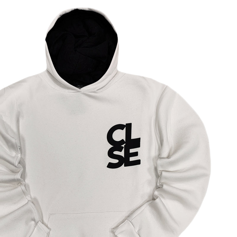 Ανδρικό φούτερ με κουκούλα Close society - C25-205K - white logo hoodie λευκό