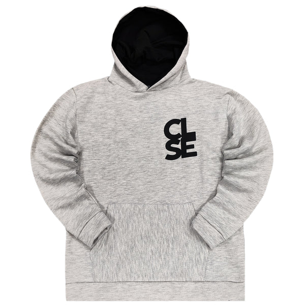 Ανδρικό φούτερ με κουκούλα Close society - C25-210K - black logo hoodie γκρι