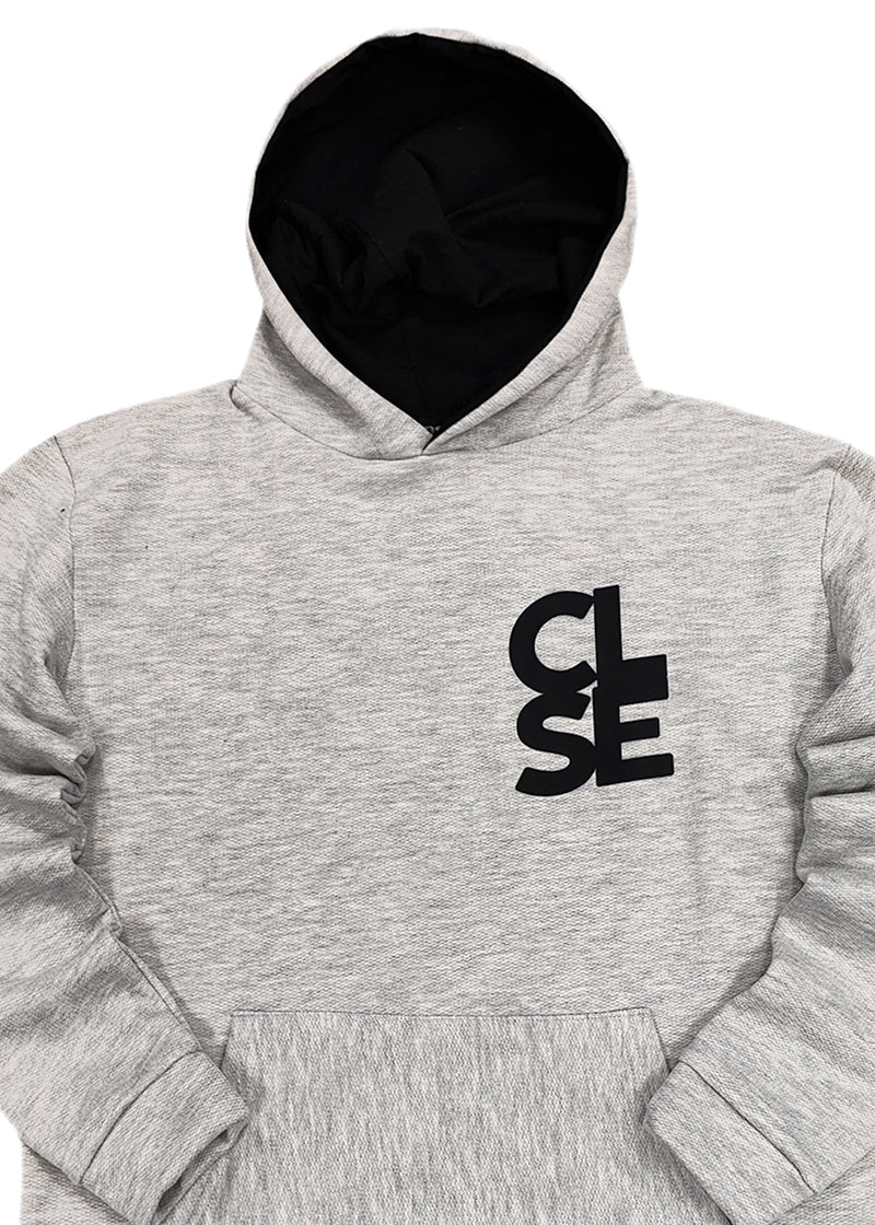 Ανδρικό φούτερ με κουκούλα Close society - C25-210K - black logo hoodie γκρι