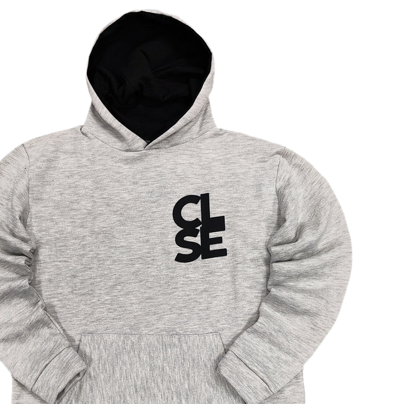 Ανδρικό φούτερ με κουκούλα Close society - C25-210K - black logo hoodie γκρι