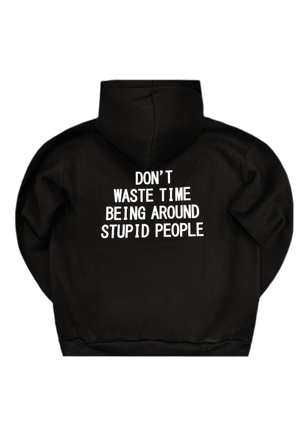 Ανδρικό oversize φούτερ με κουκούλα Close society - C25-305K - stupid people hoodie μαύρο