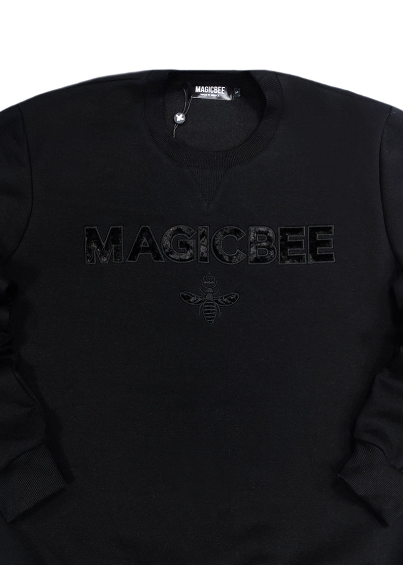 Ανδρικό μακρυμάνικο φούτερ Magicbee - MB23510 - velvet logo μαύρο