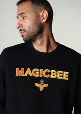 Ανδρικό μακρυμάνικο φούτερ Magicbee - MB23510 - velvet logo μαύρο