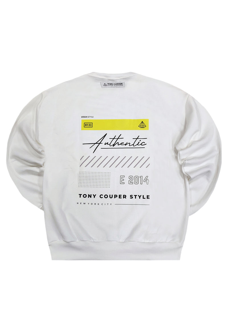 Ανδρικό μακρυμάνικο φούτερ Tony couper - S25/4 - authentic logo λευκό