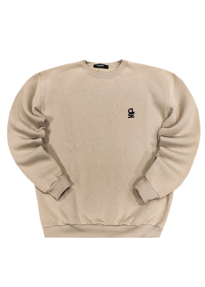 Ανδρικό φούτερ Close society - W25-100 - white logo sweatshirt μπεζ