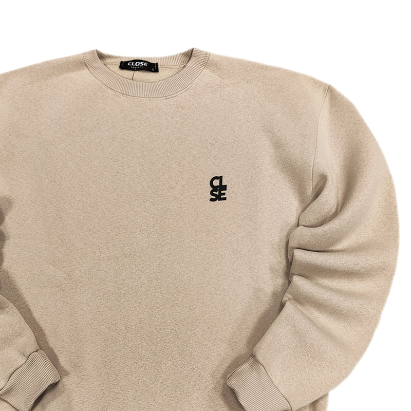 Ανδρικό φούτερ Close society - W25-100 - white logo sweatshirt μπεζ