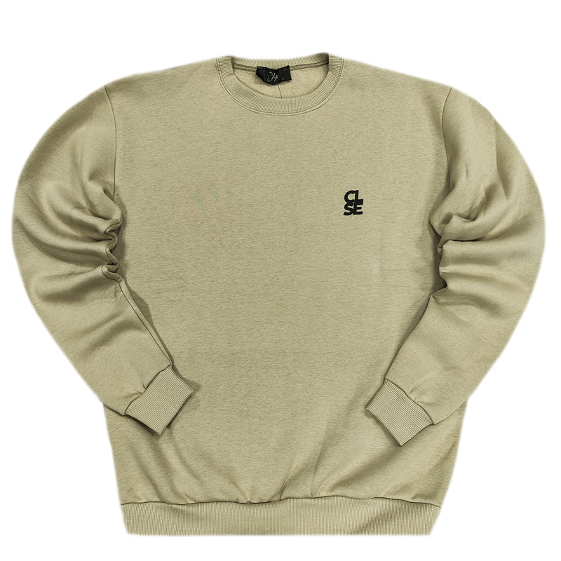 Ανδρικό φούτερ Close society - W25-100 - white logo sweatshirt ανοιχτό χακί