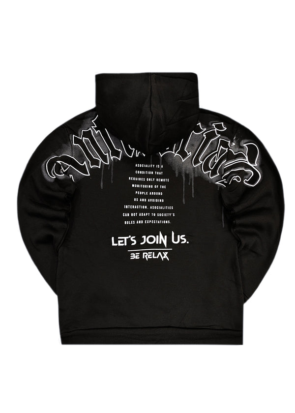 Ανδρικό φούτερ με κουκούλα Gang - WH-607 - antisocial hoodie μαύρο