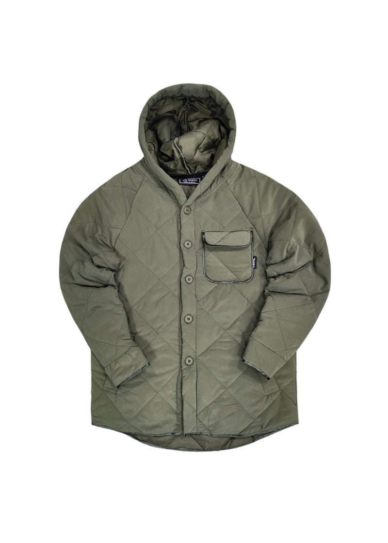 Ανδρικό μπουφάν Vinyl art clothing - 72420-04 - quilted hooded puffer - khaki