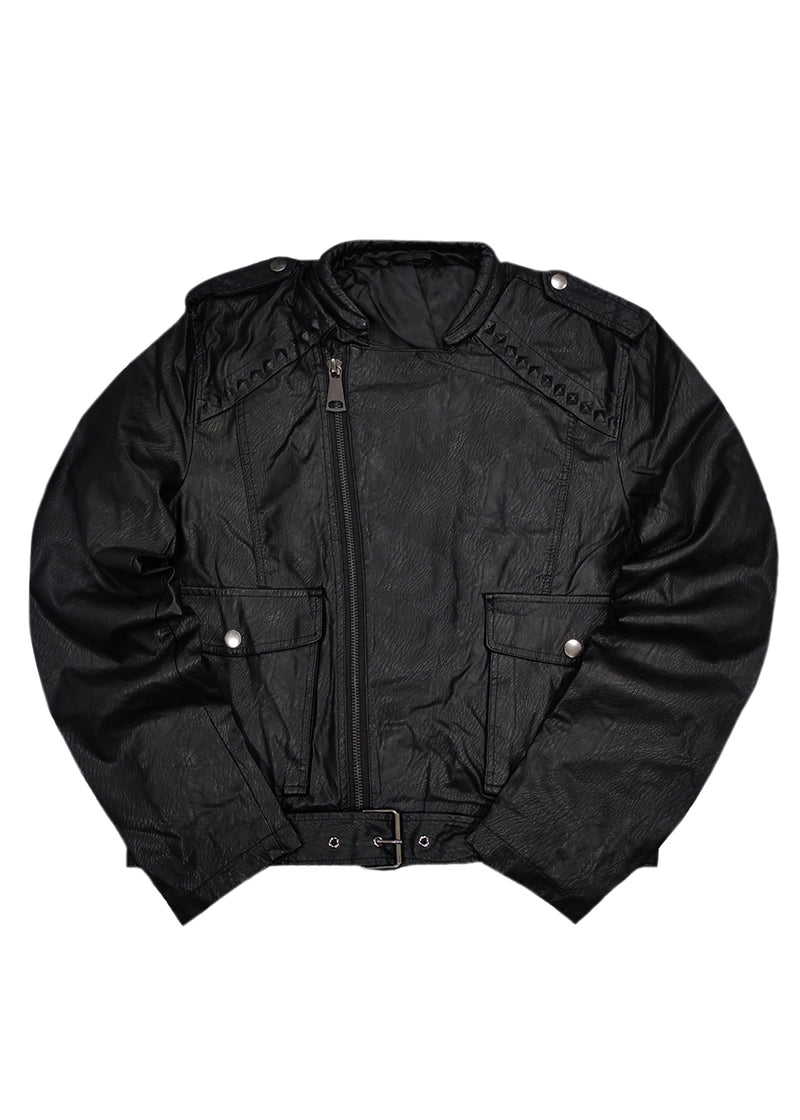 Ανδρικό μπουφάν Gang - XH-88916-2 - spiked dermatine jacket μαύρο