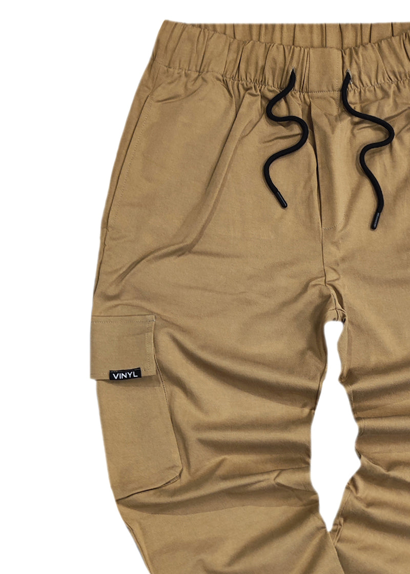 Ανδρικό Παντελόνι Vinyl art clothing - 02712-33 - cinched waist cargo pants καφέ