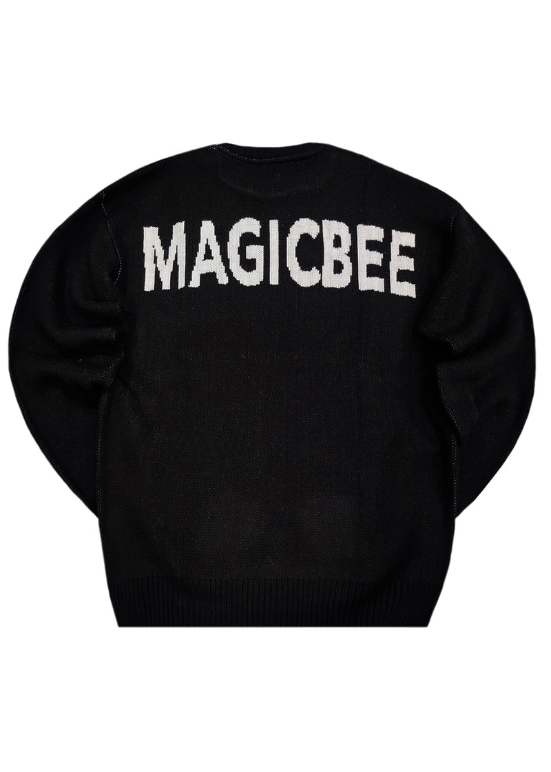 Unisex μακρυμάνικο φούτερ Magicbee - MB24700 - knit sweater logo μαύρο