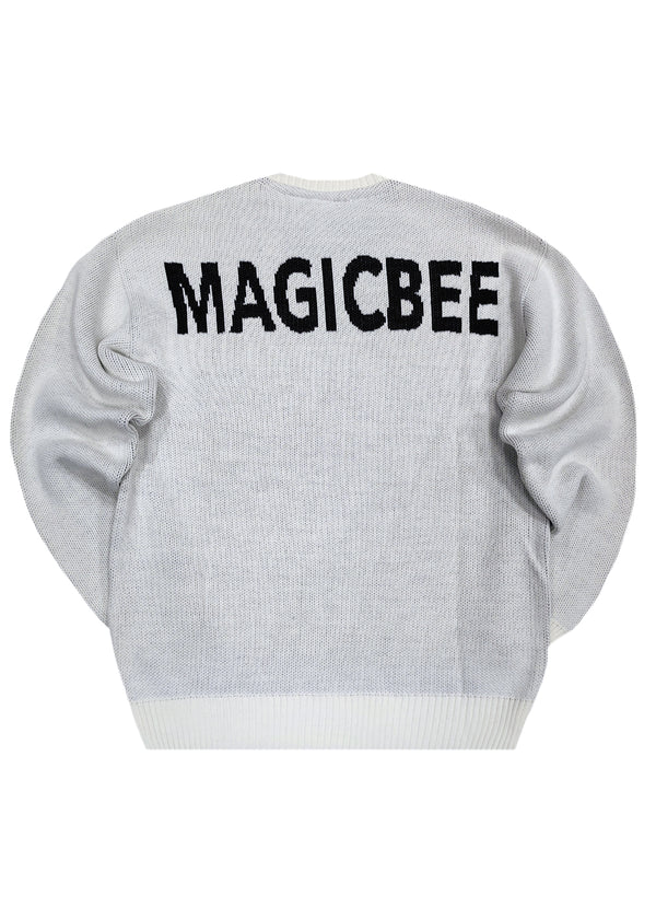 Unisex μακρυμάνικο φούτερ Magicbee - MB24700 - knit sweater logo λευκό