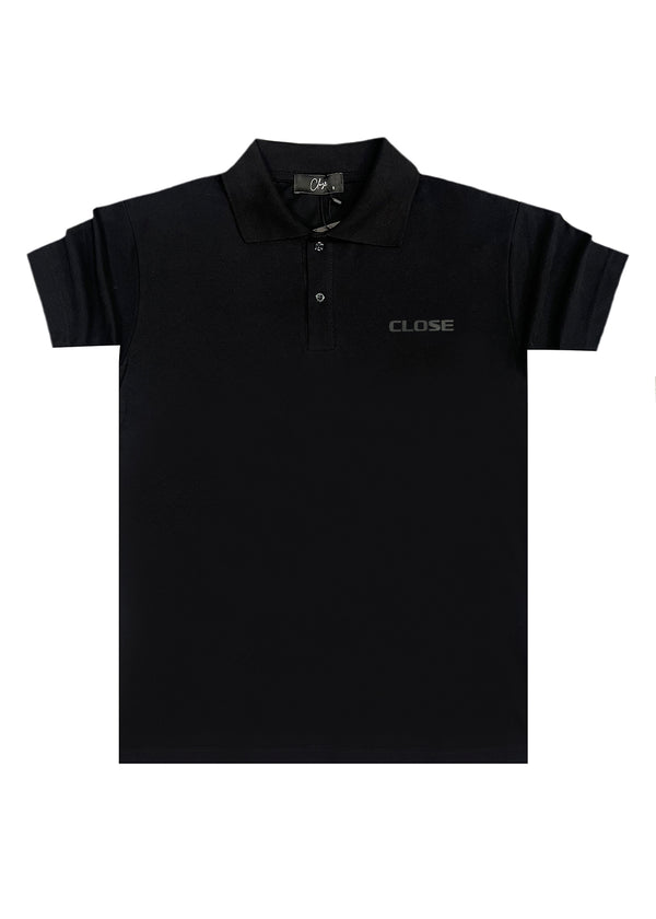 Ανδρική κοντομάνικη μπλούζα Close society - W25-301 - simple black logo polo μαύρο