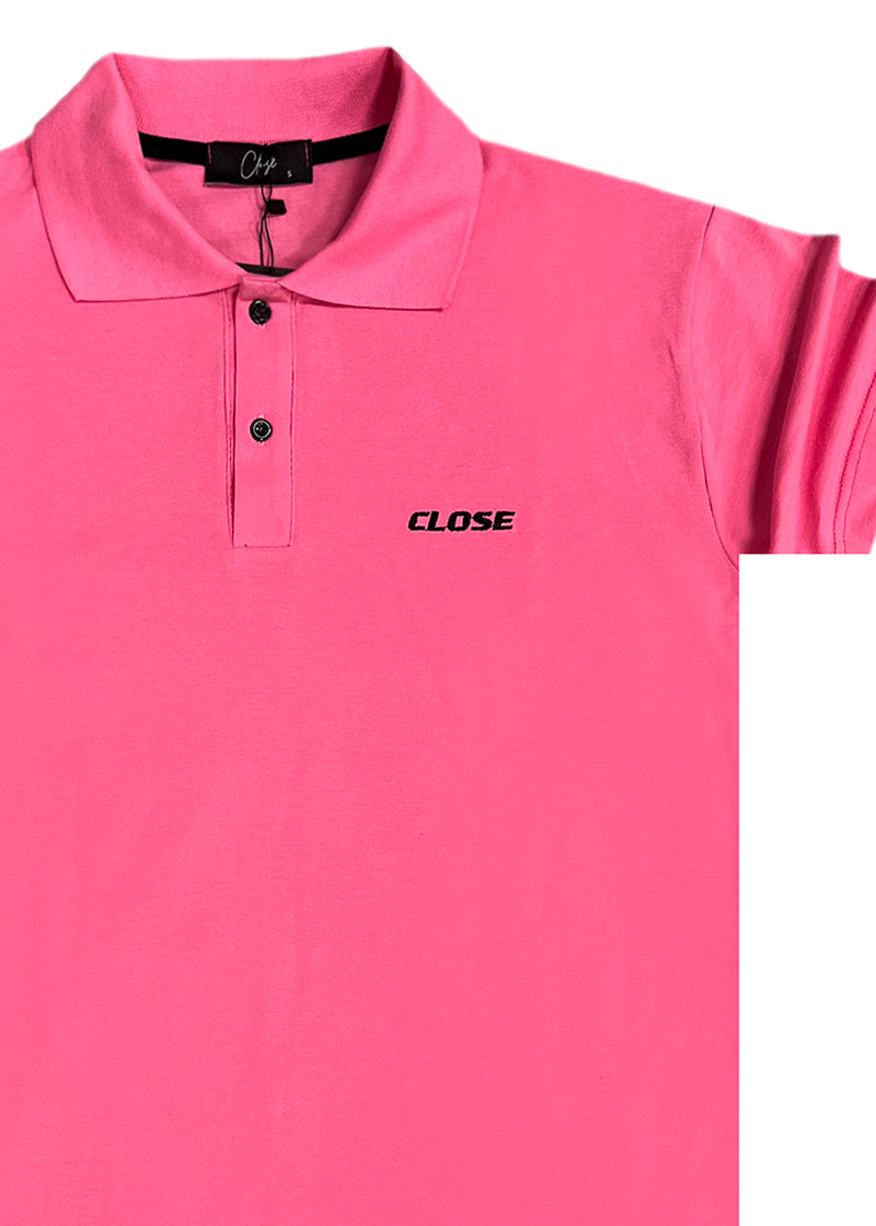 Ανδρική κοντομάνικη μπλούζα Close society - S23-301 - simple logo polo ροζ