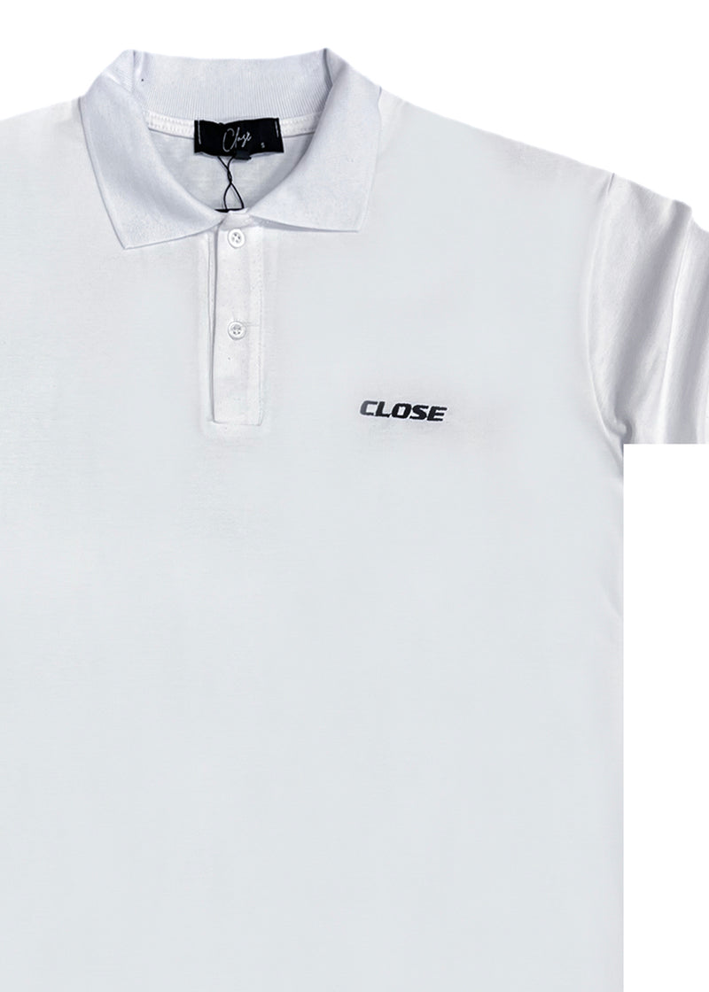 Ανδρική κοντομάνικη μπλούζα Close society - S23-301 - simple logo polo λευκό