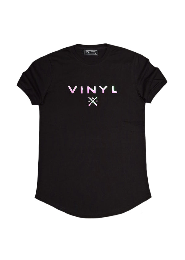 Κοντομάνικη μπλούζα Vinyl art clothing - 19524-01 - iridescent logo μαύρο