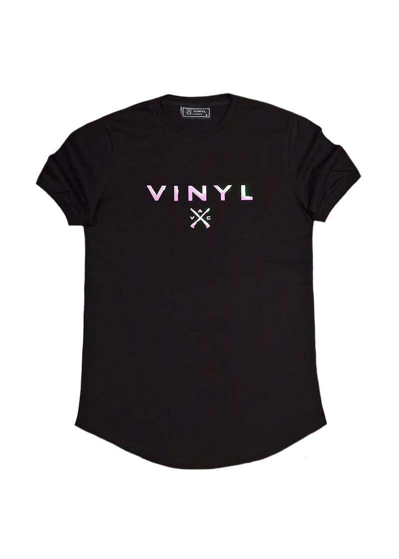 Κοντομάνικη μπλούζα Vinyl art clothing - 19524-01 - iridescent logo μαύρο