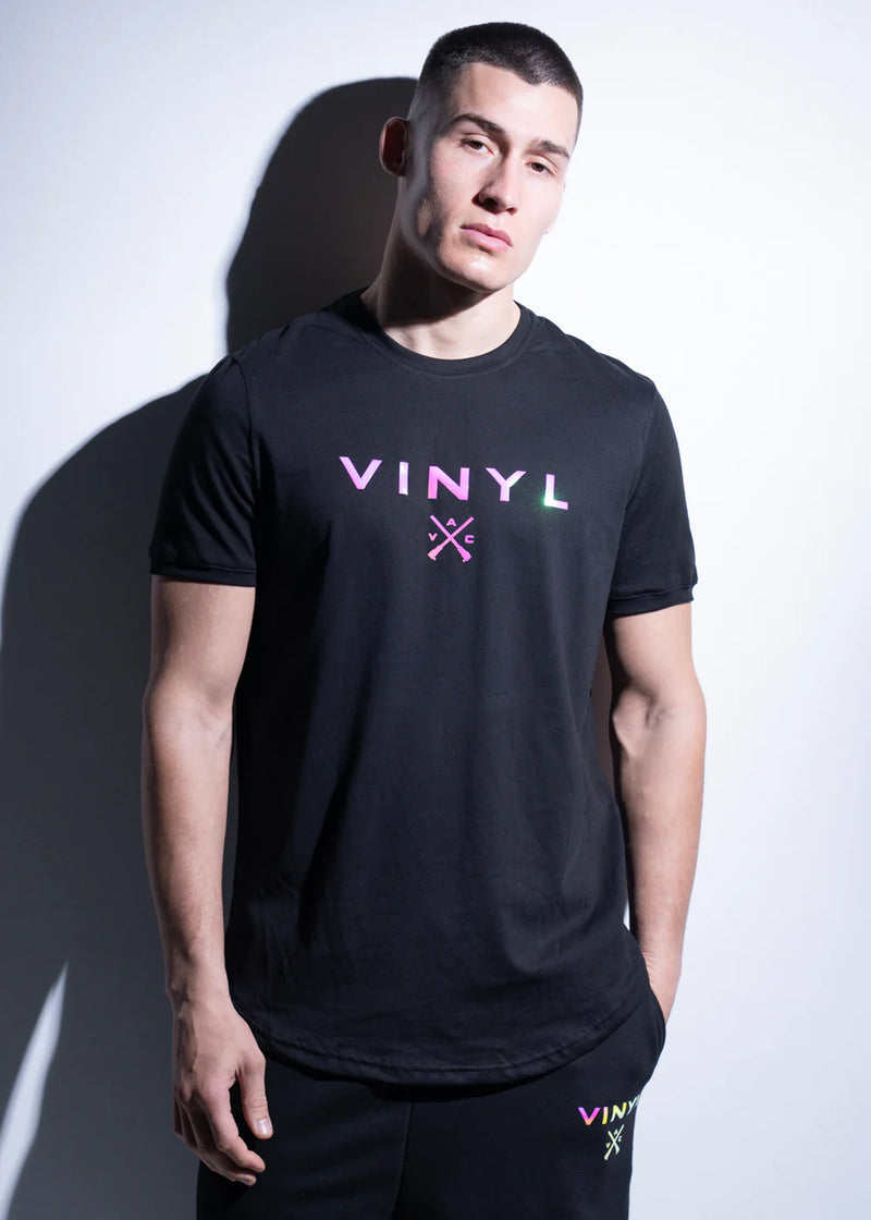 Κοντομάνικη μπλούζα Vinyl art clothing - 19524-01 - iridescent logo μαύρο