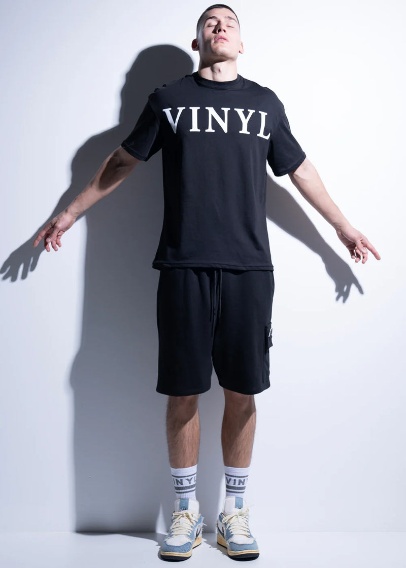 Ανδρική κοντομάνικη μπλούζα Vinyl art clothing - 20100-01 - chest print OVERSIZED μαύρο