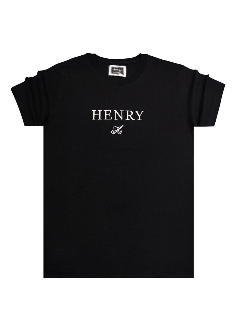 Ανδρική κοντομάνικη μπλούζα Henry clothing - 3-058 - logo t-shirt μαύρο