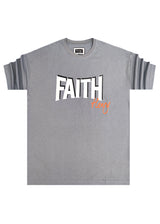 Ανδρική κοντομάνικη μπλούζα Henry clothing - 3-432 - faith logo γκρι